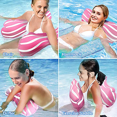 Hamaca Flotante,Gifrot Hamaca de Agua Cama Flotante de Agua,Inflables para Colchoneta Piscina Tumbona Flotante para Adultos & niños (Pink)