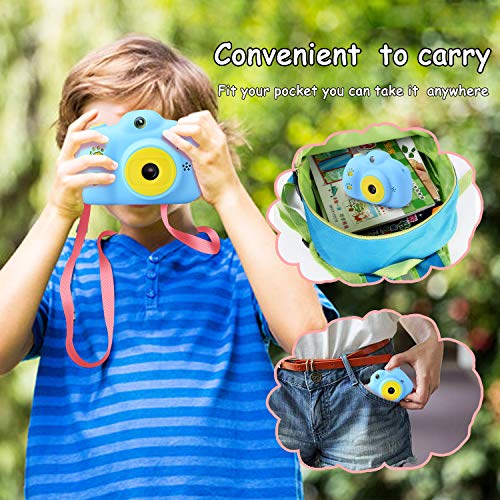 Hangrui Cámara para Niños, HD Doble Objetivo Juego Video Cámara de Fotos Digital con Tarjeta de Memoria de 32GB, Pantalla de Protección Ocular IPS de 2,4 Pulgadas, a Prueba de Golpes (Azul)