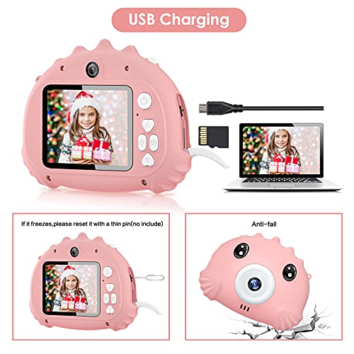 Hangrui Cámaras para Niños,Cámara Fotos Infantil con 32GB TF Tarjeta,Pantalla de Protección Ocular IPS de 1080P 2,4" HD Cámara Digital para Niños Cámara Fotos Niños Regalos para Niños y niñas