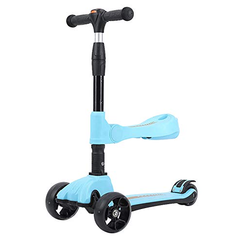 Hao-zhuokun Patinete para Niños,Kid Scooter de 3 Ruedas con Altura Ajustable,Asiento Extraíble,Ruedas Intermitentes,Música Agua Diseño Plegable,Fresco Todoterreno para niñas y niños de 1 a 12 años