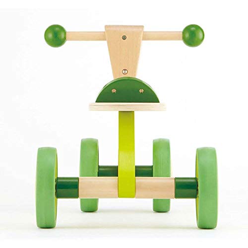 Hape Bicicleta Pequeña sin Pedales de Madera, Premiada Bicicleta de Juguete de Cuatro Ruedas de Madera para Empujar de Equilibrio para Niños y Niñas Pequeños con Ruedas de Goma, Verde Vivo