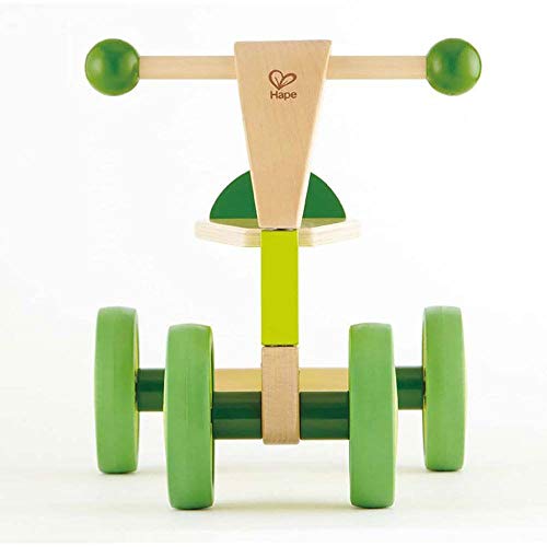 Hape Bicicleta Pequeña sin Pedales de Madera, Premiada Bicicleta de Juguete de Cuatro Ruedas de Madera para Empujar de Equilibrio para Niños y Niñas Pequeños con Ruedas de Goma, Verde Vivo