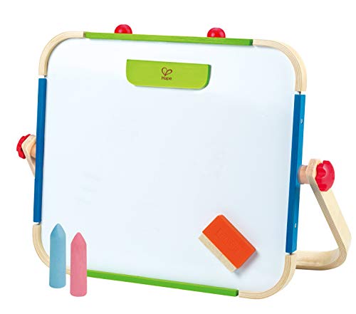 Hape Estudio de Dibujo portátil - Juguete Galardonado Caballete de Madera con Dos Caras para Niños y Niñas con Pizarra magnética y Pizarra de tiza, Dos Tizas, Borrador y Pinza Magnética para Papel