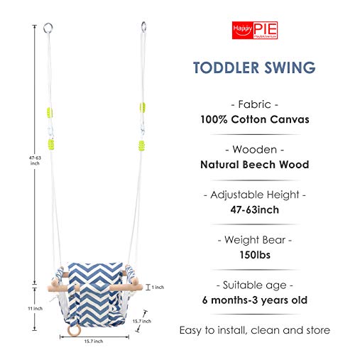 happypie Seguro Colgante de Lona Columpio Asiento Interior Hamaca al Aire Libre de Juguete para el niño (Raya)
