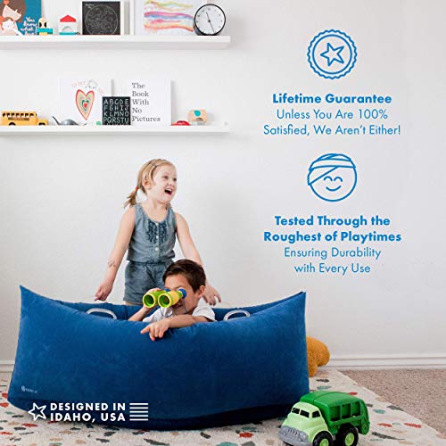 Harkla Abrazo (152 cm) - Puff Inflable para niños con Necesidades sensoriales - Silla sensorial Inflable, de compresión y terapéutica para Edades de 6 a 12 - Incluye Bomba de Aire y Kit de reparación