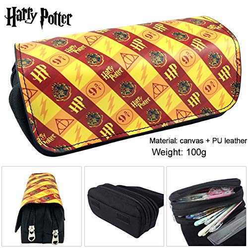 Harry Potter Estuche Escolar de Gran Capacidad, Bolsa de Lápiz Portable Estuche Organizador de Material Papelería con Cremallera Doble para Estudiantes en Escuela y Empleados en Oficina