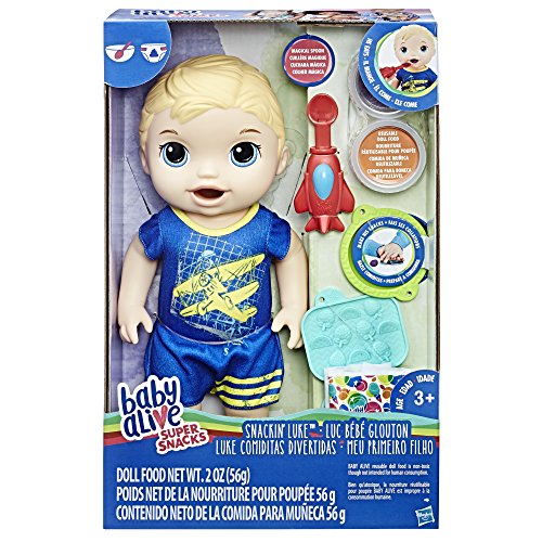 Hasbro - Baby Alive Boy Doll Snackin' Luke, Rubia