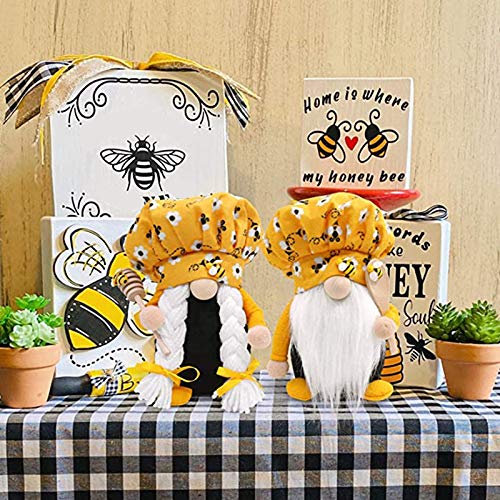 Haude Bumble Bee Chef Sueco Miel Elfo Abeja Casa de Granja Decoración de Cocina Estantera de Abeja Decoraciones de Bandeja Escalonada, Juego de 2