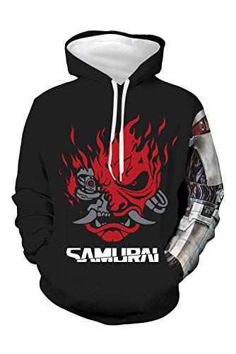 Haydory Samurai - Sudadera con capucha con capucha, divertida, manga larga, para conducir a un lado, con bolsillos