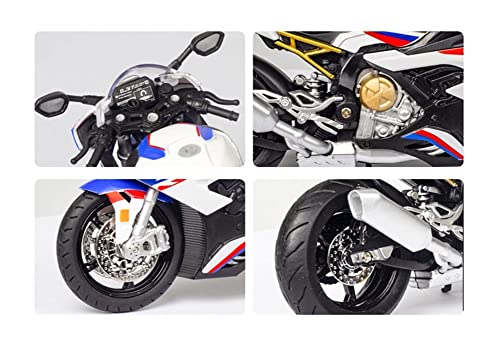 HCEB Maquetas de Coches 1/12 Amortiguador Shork Aleación para B-M-W S1000 RR Modelo Súper Bicicleta Vehículo Juguete Fundido A Presión Rueda Delantera Colección Dirección (Color : Blanco)