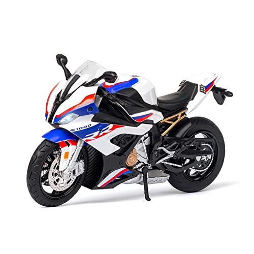 HCEB Maquetas de Coches 1/12 Amortiguador Shork Aleación para B-M-W S1000 RR Modelo Súper Bicicleta Vehículo Juguete Fundido A Presión Rueda Delantera Colección Dirección (Color : Blanco)