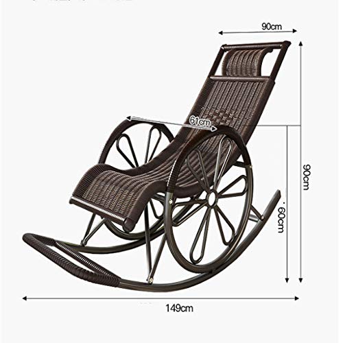 HE-XSHDTT Silla Mecedora, Mecedora para Adultos, Mecedora, Silla para Ancianos, Silla De Mimbre Tejida para Exteriores,Naranja