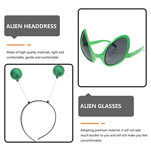 HEALLILY 2SETS Gafas de plástico Tocado para alienígenas Cosplay Party Disfraz Accesorios