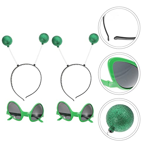 HEALLILY 2SETS Gafas de plástico Tocado para alienígenas Cosplay Party Disfraz Accesorios