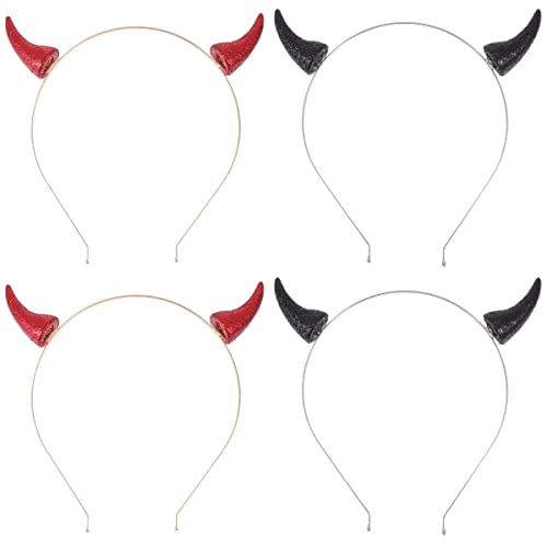 HEALLILY 4 PCS Halloween Diablo Disfraz Set Paño Diablo Cuerno Diadema Devil Demon Cosplay Maquillaje Props Pelo Aro Accesorios Para Niñas Chicos Cosplay Rojo