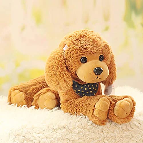 Heionia Peluche de perro con bufanda Kawaii Caniche de peluche para perros, regalo para niños y niñas, 20 cm (marrón)