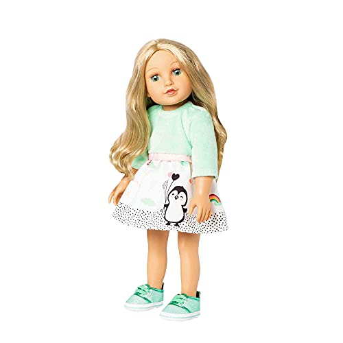 Heless 1124 – Vestido para muñecas en diseño, Terciopelo Suave y con Estampado de pingüino, tamaño 28 – 35 cm, Multicolor