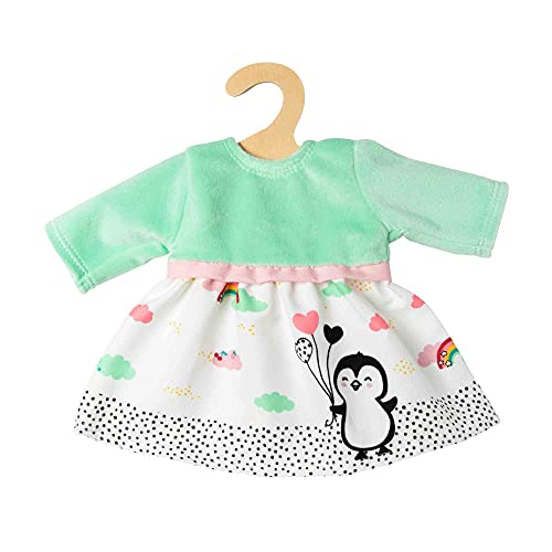 Heless 1124 – Vestido para muñecas en diseño, Terciopelo Suave y con Estampado de pingüino, tamaño 28 – 35 cm, Multicolor