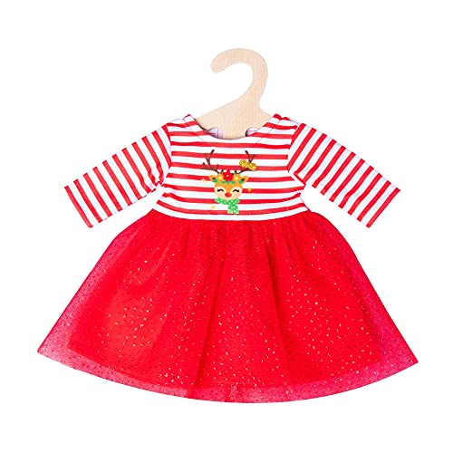 Heless 1151-Vestido de Navidad para muñecas con diseño de Reno RUDI (Incluye Cinta para el Pelo con Cuernos Dorados, tamaño 28-35 cm), Color Rojo (1151)