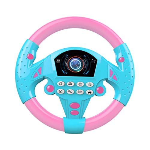 Hellery Juguete de volante portátil, Musical Eletric con luz de sonido Mini Copilot Toy Juguetes para bebés Juguetes de luz vocal para el cochecito de bebé de - Rosado