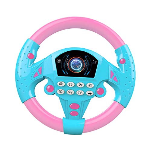 Hellery Juguete de volante portátil, Musical Eletric con luz de sonido Mini Copilot Toy Juguetes para bebés Juguetes de luz vocal para el cochecito de bebé de - Rosado