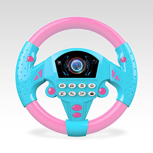 Hellery Juguete de volante portátil, Musical Eletric con luz de sonido Mini Copilot Toy Juguetes para bebés Juguetes de luz vocal para el cochecito de bebé de - Rosado