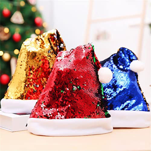 HengFeiYanShiPin Sombreros de Navidad con nombre personalizado Sombreros de Navidad para adultos Sombreros de Navidad con lentejuelas Decoración(1 pieza de oro)