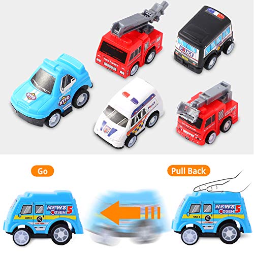 Herefun 12 Pcs Mini Coches Cars, Mini Die Cast Set, Juego de Coches de Juguete Vehículos, Tire hacia Atrás Coches de Juguetes para 3 años Niños Niñas (Coche de ciudada)