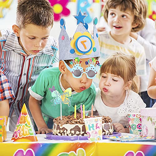 Herefun Corona Tela Cumpleaños, Corona Cumpleaños y Fiestas Niño Niña, Corona de Cumpleaños de Bebé, Corona Cumpleaños Ajustable Infantiles con números del 0 al 9, Decoración De La Corona