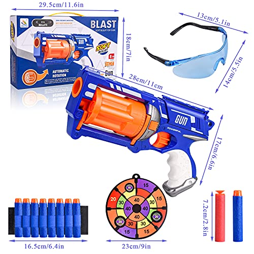 Herefun Pistola de Juguete para Niños, Pistola de Dardos de Espuma con 60 Espuma Balas+Gafas Protectoras+Objetivo, Juegos Tiro Pistola de Ninos Regalos de Cumpleaños y Navidad para Niños