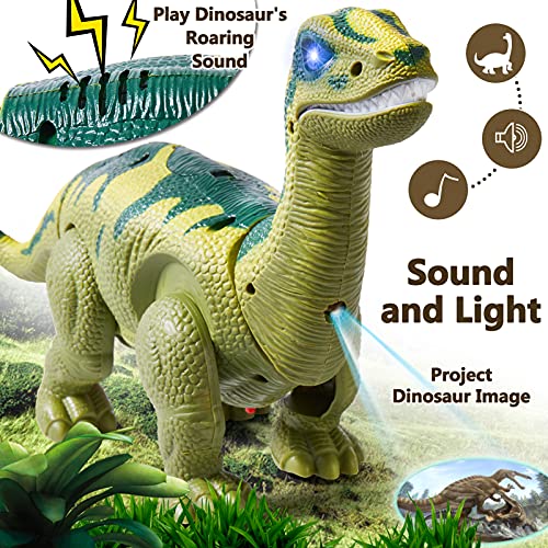 HERSITY Dinosaurios Robot Electronico Figura con Luz y Sonido, Efecto de Proyección, Poner Huevos Juguete Regalos para Niños Niñas 3 4 5 Año