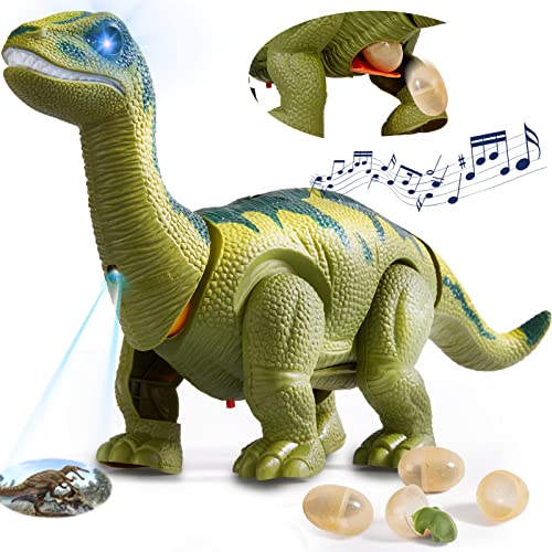 HERSITY Dinosaurios Robot Electronico Figura con Luz y Sonido, Efecto de Proyección, Poner Huevos Juguete Regalos para Niños Niñas 3 4 5 Año