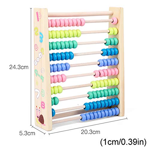 hetuioiyster Ábaco de Madera 10 Filas con números Multicolores, Cuentas calculadoras, Juguete Educativo, ábaco calculador