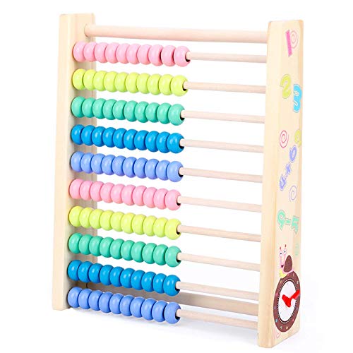 hetuioiyster Ábaco de Madera 10 Filas con números Multicolores, Cuentas calculadoras, Juguete Educativo, ábaco calculador