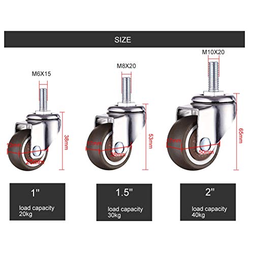 HHOSBFSS Ruedas Super Mute/Ruedas, Diámetro De La Rueda TPE, Rueda Anti-Wrap, Oso 20/30 / 40kg, para Muebles, Sofá, Escaparate, Hardware para El Hogar (Size : 2 Inch)
