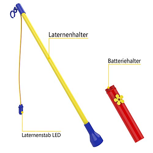 Hianjoo 6 piezas LED Linterna Eléctrica Niños Polo de Linterna para Halloween Linterna Infantil Día de San Martín, Celebraciones de Cumpleaños y Más, 40 cm, Luz Amarilla Cálida, Rot y Azul y Amarillo