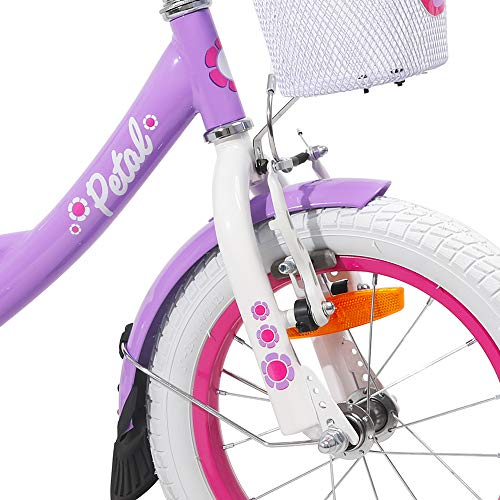 Hiland Bicicleta Infantil para niña de 3 años con Cesta, Ruedas de Apoyo, Freno de Mano y Freno de contrapedal, Color Morado…