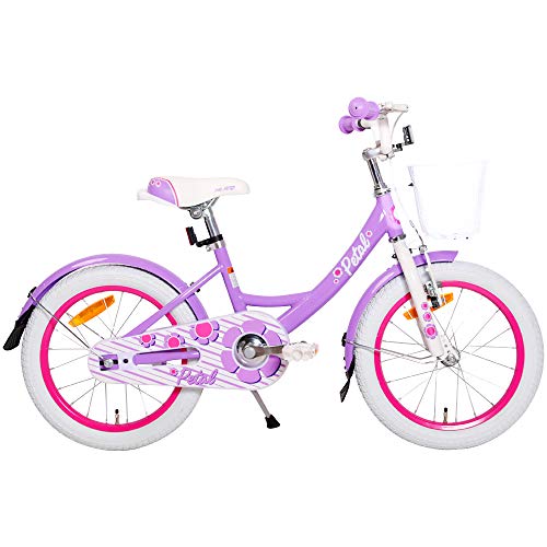 Hiland Bicicleta Infantil para niña de 3 años con Cesta, Ruedas de Apoyo, Freno de Mano y Freno de contrapedal, Color Morado…