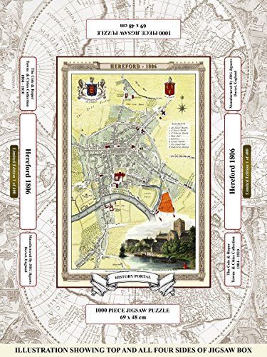 History Portal Cole and Roper - Rompecabezas de edición limitada (1000 piezas, mapa de Hereford 1806, 69 cm x 48 cm, completado (68,6 cm x 49,3 cm), 48 horas