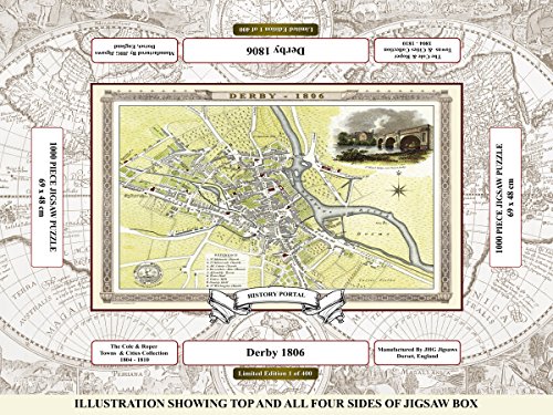 History Portal Rompecabezas de edición limitada de 1000 piezas, mapa de Derby 1806 por Cole and Roper, 69 cm x 48 cm completado (68,6 x 48,3 cm) 48 horas