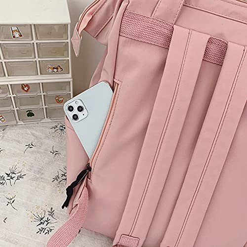 HJKLL Backpack with Kawaii Pin and Cute Accessories, Large Capacity Lightweight School Bag Cute Aesthetic Backpack For Girl Kids Youth Verde Green