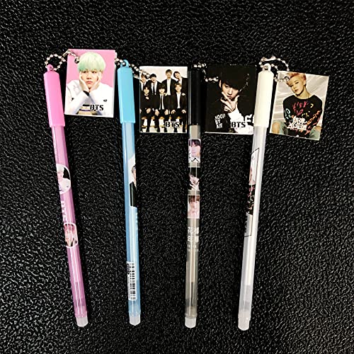 HJYZY 26 piezas de pegatinas BTS Kpop BTS Bangtan Boys Bolígrafo de gel de gran capacidad Estuche de almacenamiento para regalos del ejército