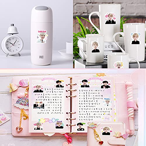 HJYZY 26 piezas de pegatinas BTS Kpop BTS Bangtan Boys Bolígrafo de gel de gran capacidad Estuche de almacenamiento para regalos del ejército