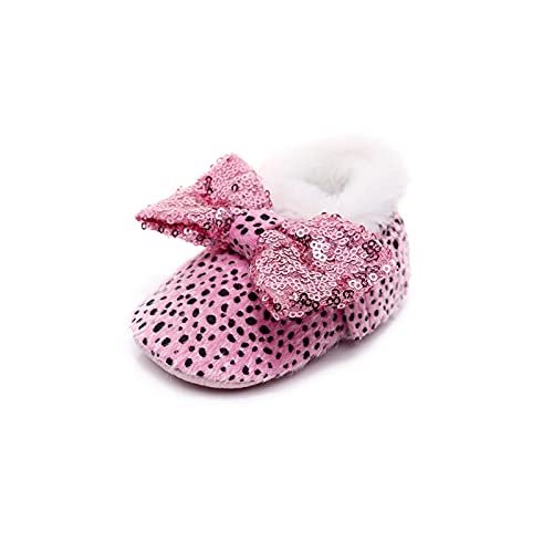 hkwshop Botas para niños Niño Mantener cálido Invierno Zapatos de Cuna Baby Girls Boynot Bowknot Soft Sole Dot Print Zapatos Casuales 0-24m Zapatos de niños (Color : Pink, Size : 3-6 Months)