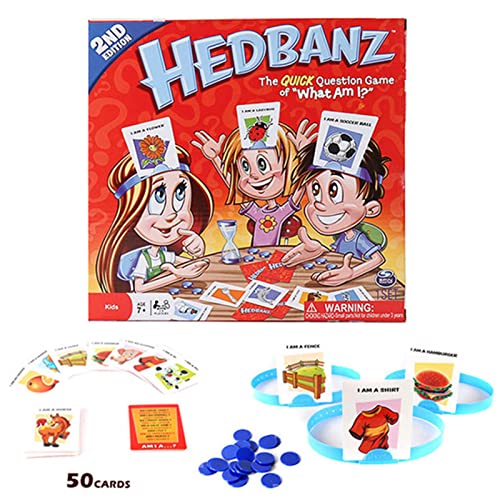 HLONGG Game Hedbanz Adivinen lo Que es I/Juegos de Cartas Juego de la Junta de Party para niños Amigos y familias,A