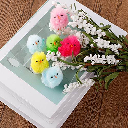 HLTER Paquete de 36 pequeños y lindos pollitos de Pascua, colorido juego de mini pollitos de Pascua DIY adornos de Pascua mullidos decoraciones novedosas para actividades de caza de Pascua