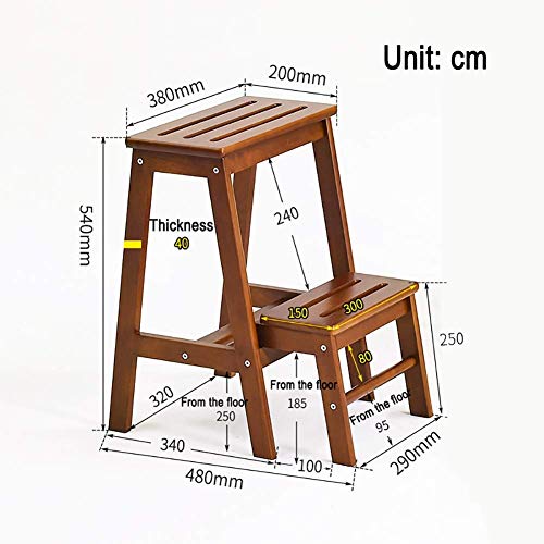 HLWJXS Taburete plegable con 2/3 pasos, de madera maciza, apto para cocina, restaurante, familia, garaje, bañera, inodoro, portátil, 2 pasos, 2 pasos