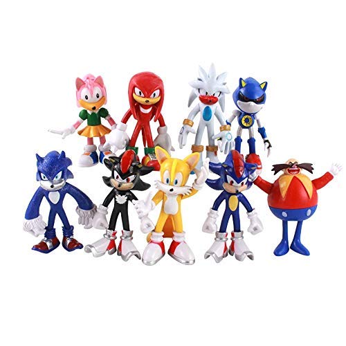 HNZYAMZDS Sonic Toys 10-13cm 9pcs/lot Sonic Figure Boom Rare Dr Eggman PVC Model Toy Sonic Shadow Tails Personajes Regalo para Niños