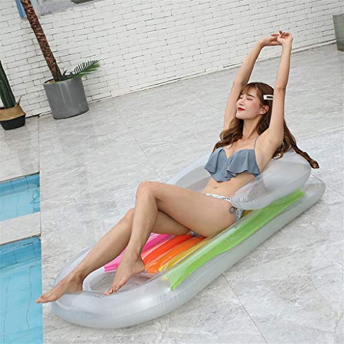 HO-TBO Cama Inflable Flotante Agua Baranda de Respaldo reclinable Flotante Inflable de PVC Transparente Fila Resto al Aire Libre del Agua Cama Adecuado para Piscinas Al Aire Libre