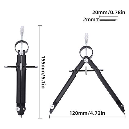 HO2NLE Compás Dibujo Técnico 2pcs Compás Escolar Primaria/Secundaria Compasso Bigotera para Escolar Dibujo Técnico con Articulaciones en Ambos Brazos Goma de Borrar y Minas Compás